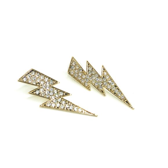 Electric Lightning Bolt Pave Earrings - Picture 3 of 4
